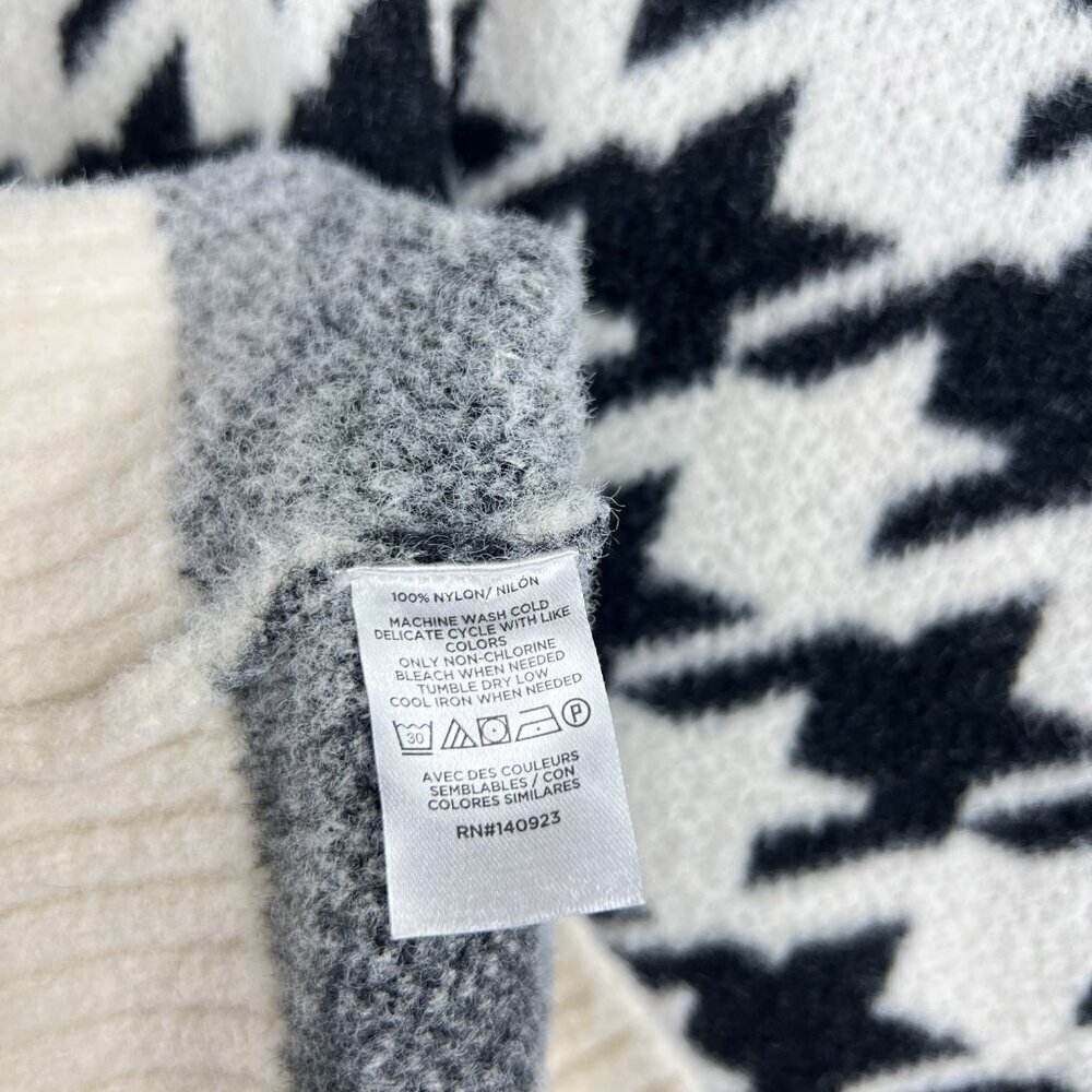 Lou & Grey White Black Houndstooth Crew Neck Tunic Sweater - Picture 4 of 6